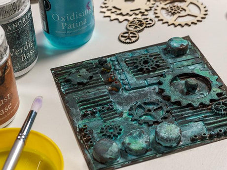 Steampunk Inspired Rust Base Collage | Mixed Media Activity - Zart Art