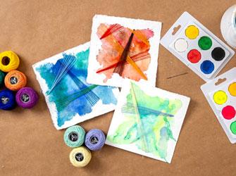 Water Colour and Thread Shapes - Zart Art