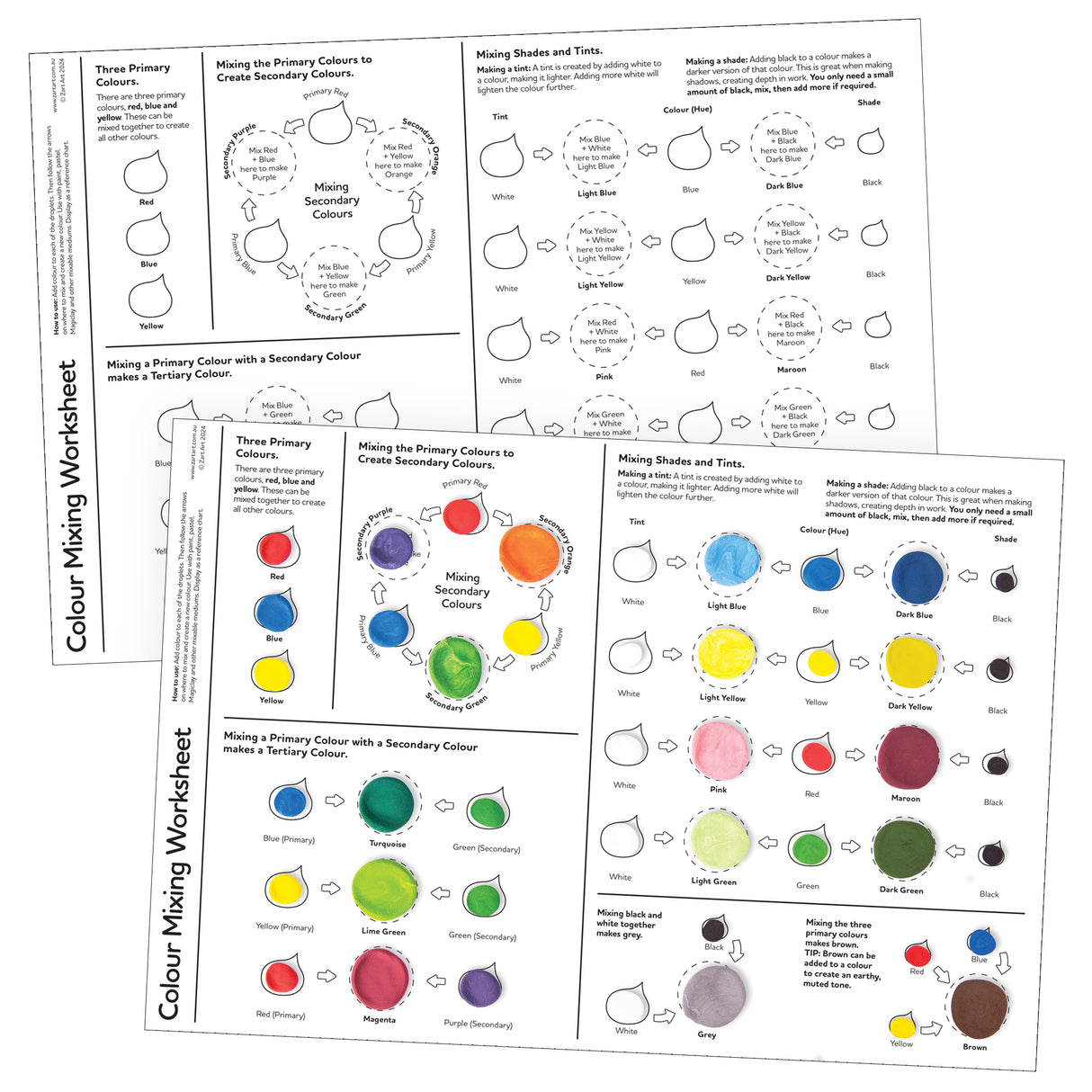 Colour Mixing Worksheet Pack of 10 - Zart