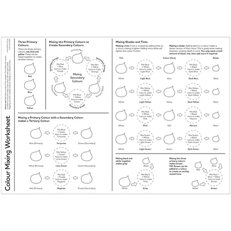 Colour Mixing Worksheet Pack of 10 - Zart