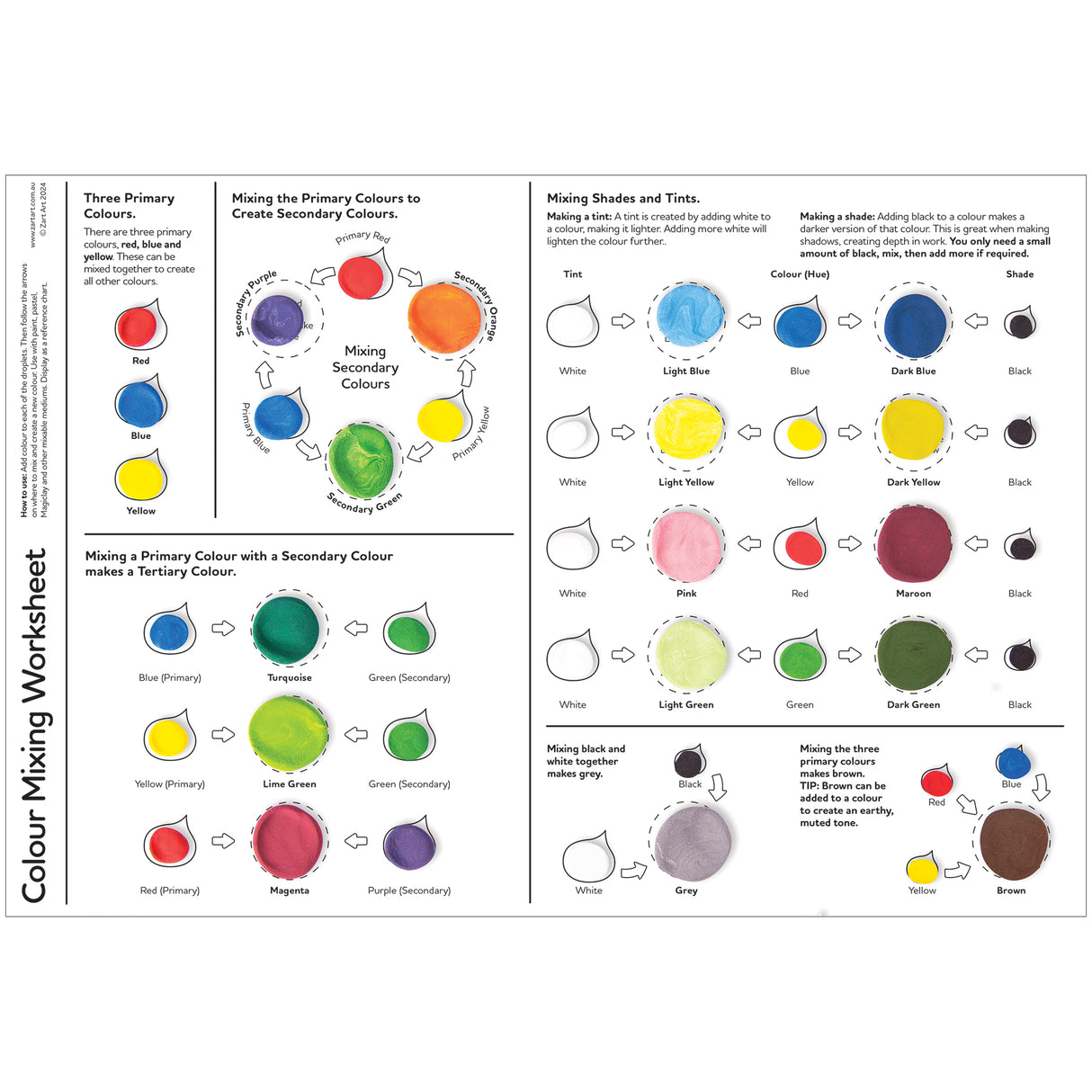 Colour Mixing Worksheet Pack of 10 - Zart