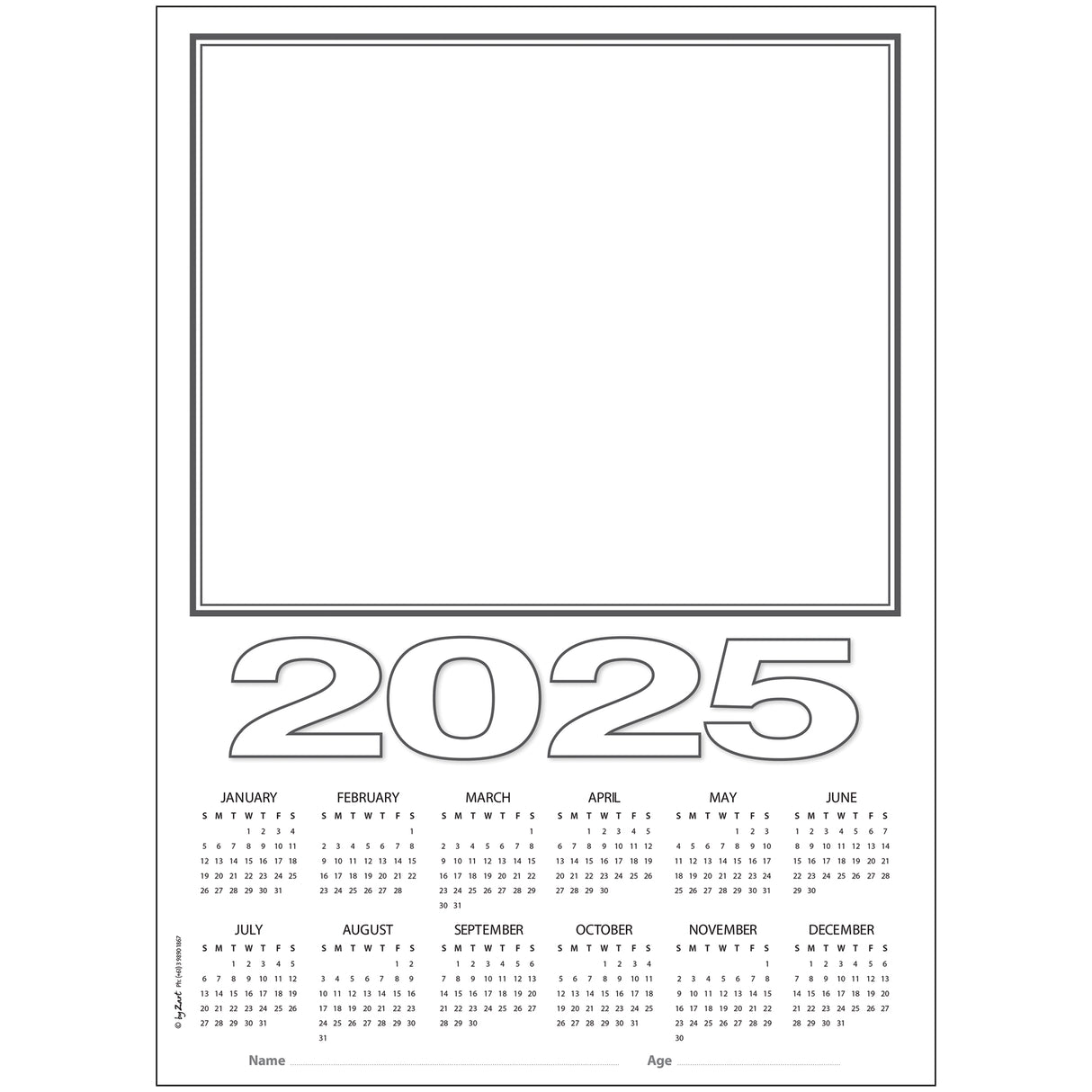 Cardboard Calendar Blank A3 2025 Pack of 10 - Zart