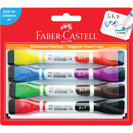 Faber-Castell Dual-Tip Magnetic Whiteboard Markers Pack of 4 - Zart