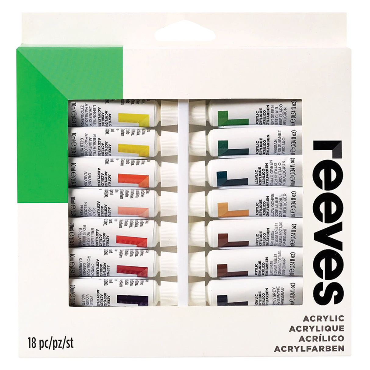 Reeves Artists' Acrylic Colour 12mL Set of 18 - Zart