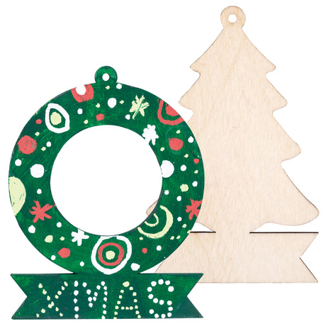 Wooden Wreath and Tree with Banner Pack of 12 - Zart