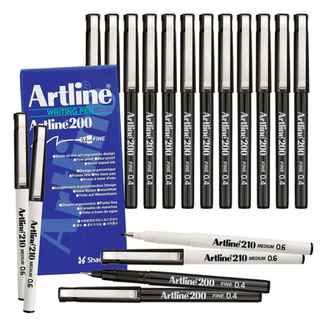 Artline 200 Fineliner Black Pack of 12 - Zart