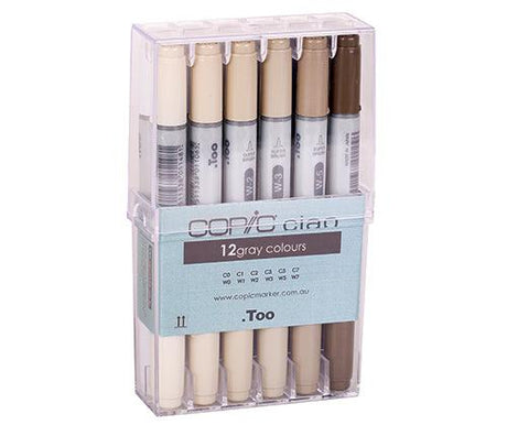 Copic Ciao Marker Set Grey Pack of 12 - Zart