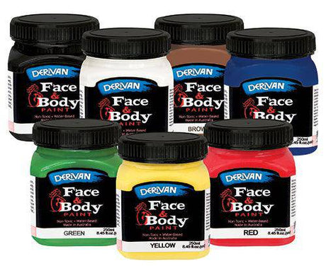 Derivan Bulk Face Paint Assorted Colours 250mL - Zart