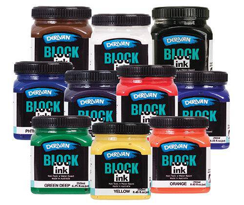 Derivan Block Ink Assorted Colours 250mL - Zart