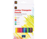 EC Jumbo Triangular Washable Pencils and Sharpener Pack of 12 - Zart