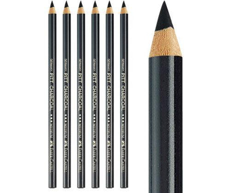 Pitt Charcoal Pencils Medium Pack of 6 - Zart