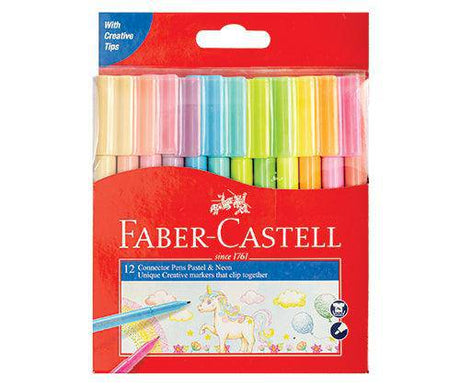 Faber-Castell Connector Pen Pastel and Neon Pack of 12 - Zart