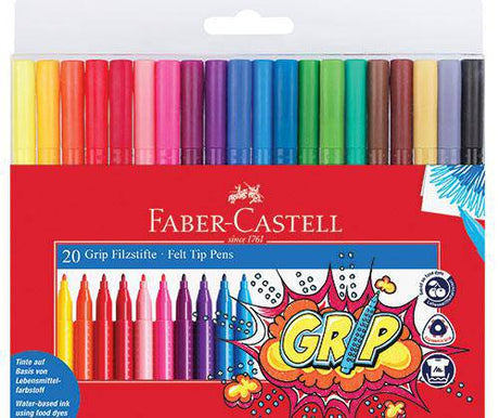 Faber-Castell Grip Triangular Coloured Markers Set of 20 - Zart