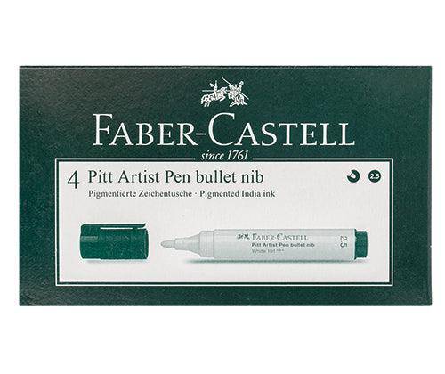 Faber-Castell Pitt Pen 2.5mm Bullet White Pack of 4 - Zart