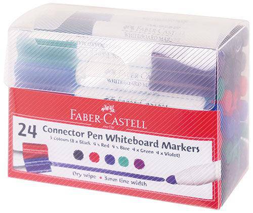 Faber-Castell Connector Whiteboard Markers Coloured Pack of 24 - Zart