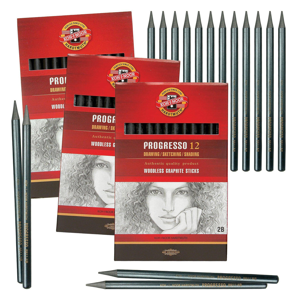 Progresso Woodless Graphite Sticks Pack of 12 - Zart