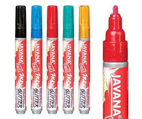 Fabric Markers Glitter Colours Pack of 5 - Zart