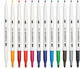 Staedtler Double Ended Fabric Markers Coloured Pack of 12 - Zart