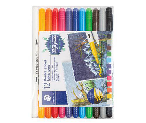 Staedtler Double Ended Fabric Markers Coloured Pack of 12 - Zart