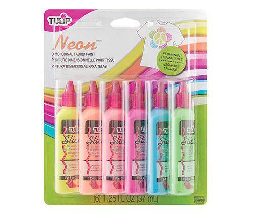 Dimensional Fabric Paint Neon 37mL Pack of 6 - Zart