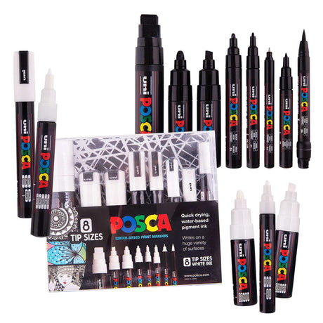 POSCA Markers Assorted Tips Pack of 8 - Zart