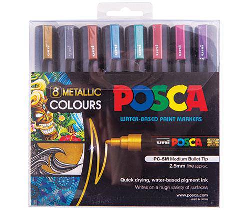 POSCA Marker Bullet Metallic Colours Pack of 8 - Zart