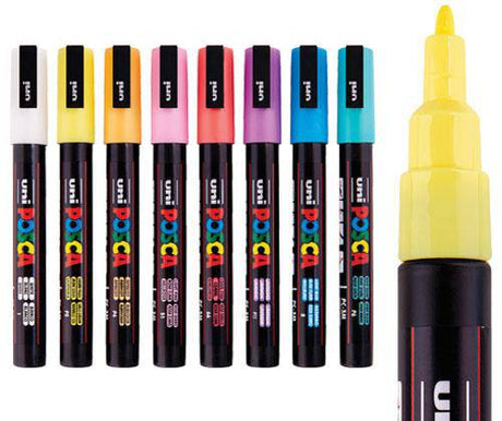 POSCA Marker Fine Pastel Colours Pack of 8 - Zart