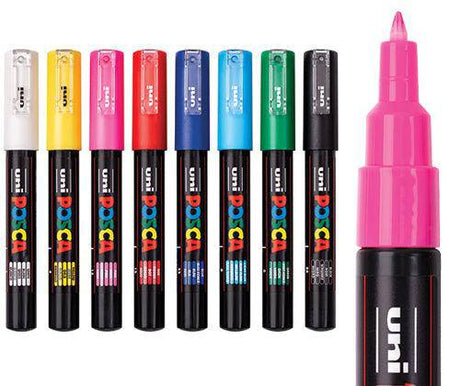 POSCA Marker PC-1M Fine Coloured Pack of 8 - Zart