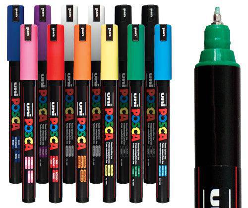 POSCA Marker PC-1MR Ultra Fine Coloured Pack of 12 - Zart