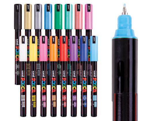 POSCA Marker PC-1MR Ultra Fine Coloured Pack of 16 - Zart