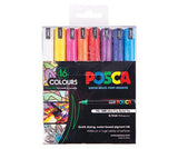 POSCA Marker PC-1MR Ultra Fine Coloured Pack of 16 - Zart