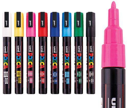 POSCA Marker PC-3M Fine Coloured Pack of 8 - Zart