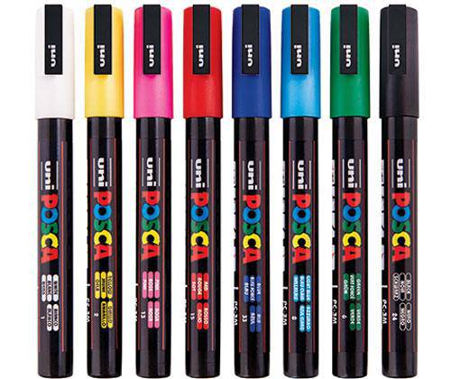 POSCA Marker PC-3M Fine Coloured Pack of 8 - Zart