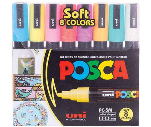 POSCA Marker PC-5M Bullet Soft Colours/Pastel Pack of 8 - Zart