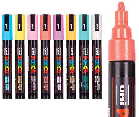 POSCA Marker PC-5M Bullet Soft Colours/Pastel Pack of 8 - Zart