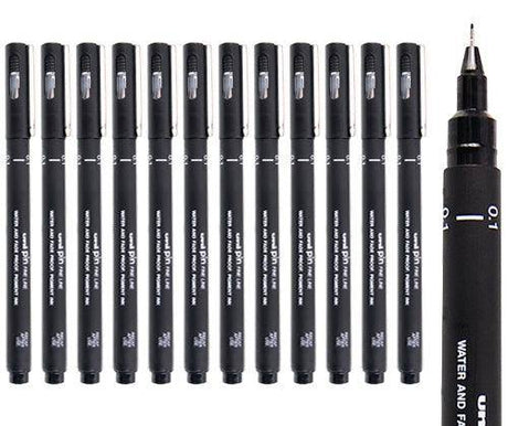 Uni Pin Fine Line Pen Pack of 12 - Zart