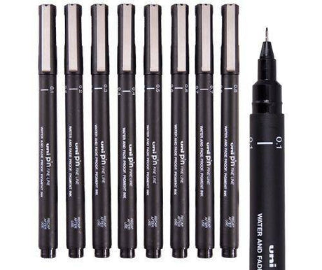 Uni Pin Fine Line Pen Assorted Pack of 8 - Zart