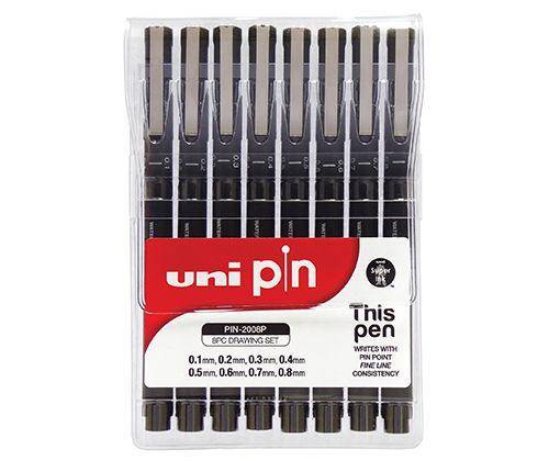 Uni Pin Fine Line Pen Assorted Pack of 8 - Zart