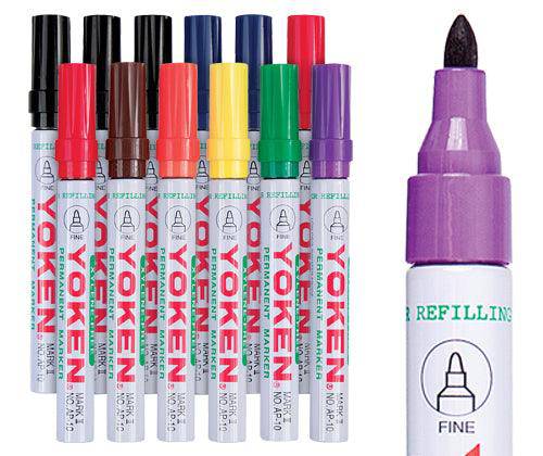 Yoken Markers Bullet Coloured Pack of 12 - Zart