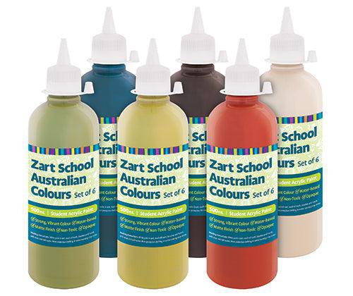 Zart School Australian Colours Acrylic Paint Set of 6 - Zart