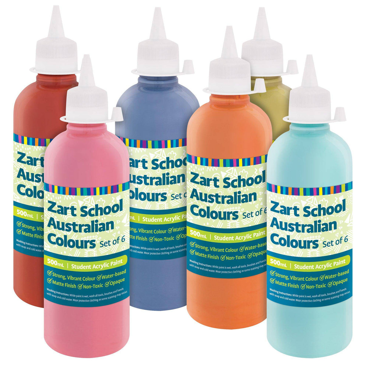 Zart School Australian Colours Acrylic Paint Set of 6 - Zart