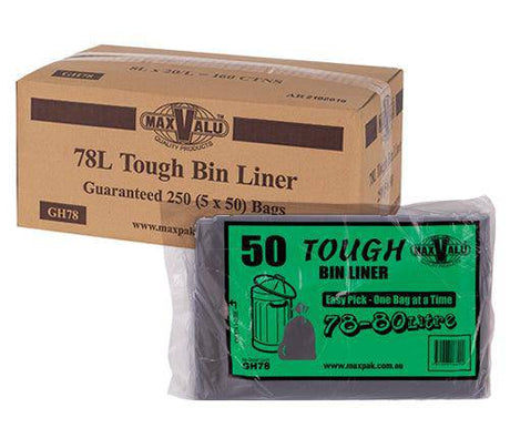 Premium 78L Bin Liners Pack of 250 - Zart