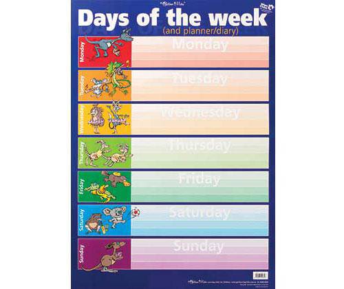 Days of the Week Daily Planner Wall Chart - Zart