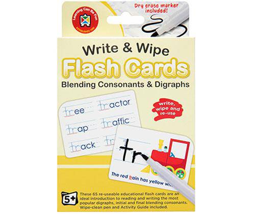 Write and Wipe Flash Cards Blend Consonants with Marker - Zart