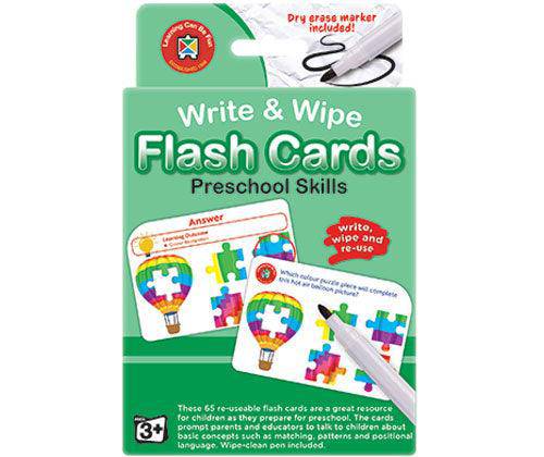 Write and Wipe Flash Cards Preschool Skills with Marker - Zart