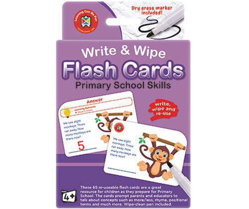 Write and Wipe Flash Cards Primary School Skills with Marker - Zart