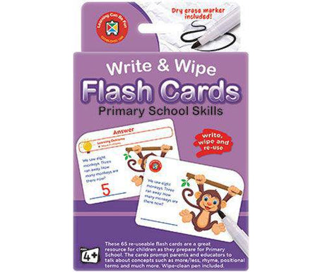 Write and Wipe Flash Cards Primary School Skills with Marker - Zart