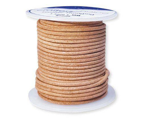 Leather Thonging Round Natural 1.5mm x 10m - Zart