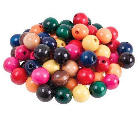 Beads Wooden Assorted Colours Pack of 100 - Zart