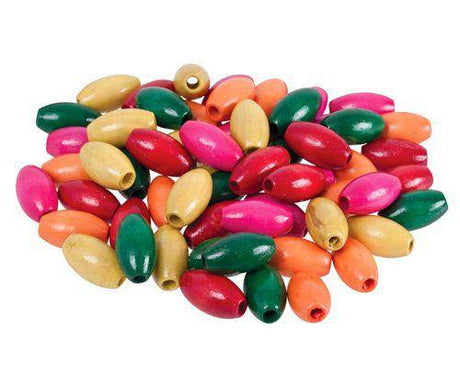 Beads Wooden Oval 14x25mm Assorted Pack of 100 - Zart